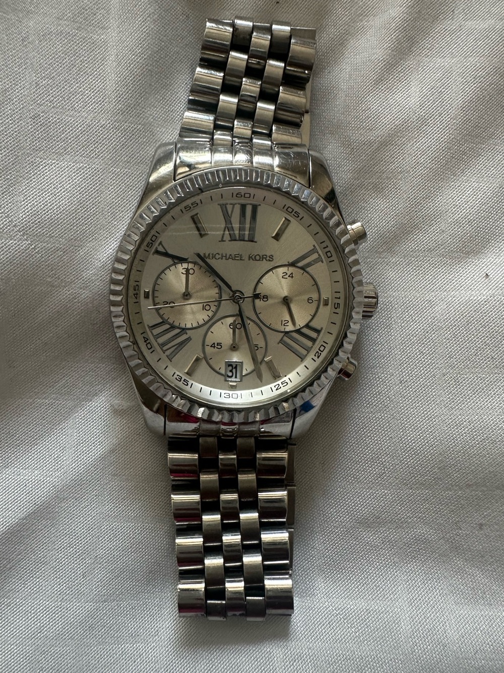 Michael Kors Women’s Silver Stainless Steel Chronograph Bracelet Watch